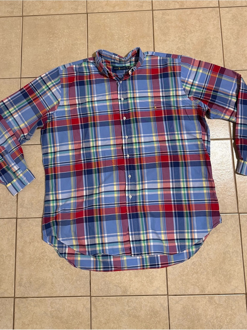 Ralph Lauren Mens 2XLT Big & Tall Plaid Long Sleeve Button-Down Shirt